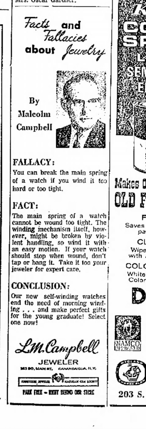 Facts and Fallacies clipping featuring Malcolm Campbell
