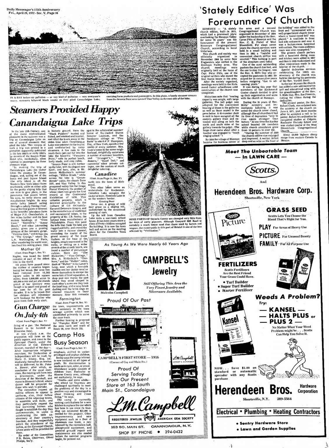 Historic newspaper page with L.M. Campbell advertising