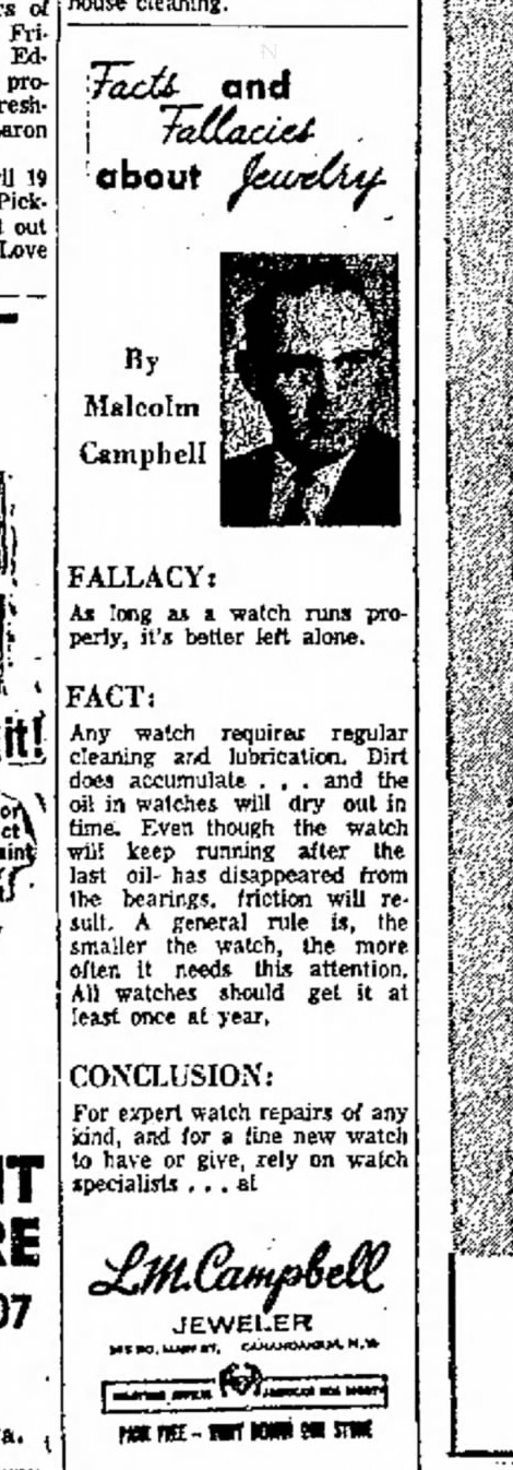 Facts and Fallacies clipping with Malcolm Campbell portrait